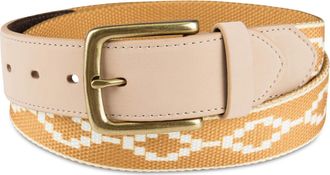 Sun + Stone Mens Yellow Faux Leather Printed Belt - Regular Size