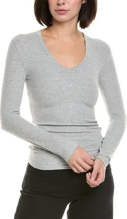 perfectwhitetee Perfectwhitetee Rib Stripe Luxe U-Neck T-Shirt