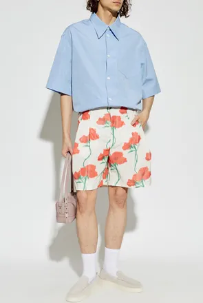 Kenzo Floral Print Shorts, Mens, Cream