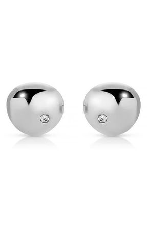 Ettika Polished Pebble Cubic Zirconia Stud Earrings in Rhodium at Nordstrom