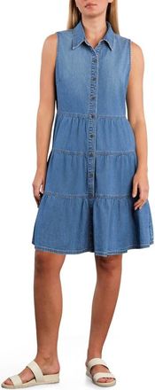HINT OF BLU Belle Sleeveless Tiered Denim Dress in La Blue at Nordstrom, Size X-Small