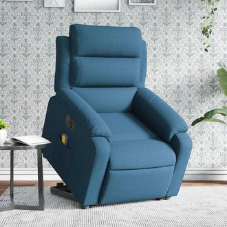 vidaXL Sill&oacute;n Reclinable De Masaje El&eacute;ctrico Elevable Terciopelo Azul Vidaxl