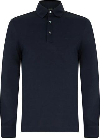 Ermenegildo Zegna Lange Mouwen Polo - Heren - Polos - Blauw - 2XL - Katoen - Tops