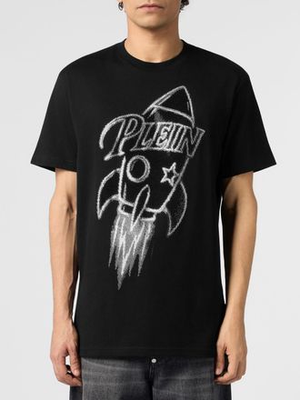 Philipp Plein T-shirt in cotone con stampa grafica ricamata e strass