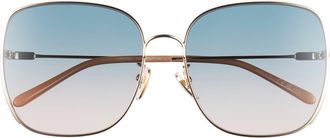 Chlo&eacute; 61mm Polarized Gradient Square Sunglasses in Gold Gold Green at Nordstrom Rack