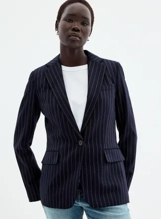 Lauren Ralph Lauren Womens Banker stripes supple wool Blazer Jacket