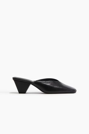 H&M Lederne Mules mit konischem Absatz - Schwarz