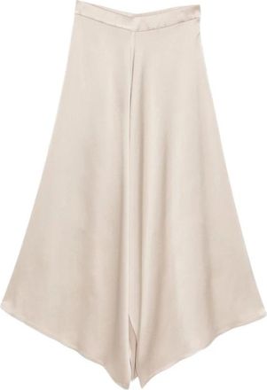 Alysi Asymmetrische satijnen midi rok - Dames - Midirokken - Beige - L - Satijn - Rokken