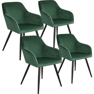 TecTake Dining Chair Marilyn Set Of 4 - Dark Green / Black | Size: 4 Pack
