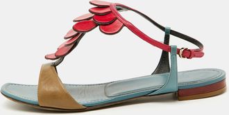 Sergio Rossi Multicolor Leather Flat Sandals