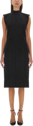 Sportmax Black Mock Collar Midi Dress