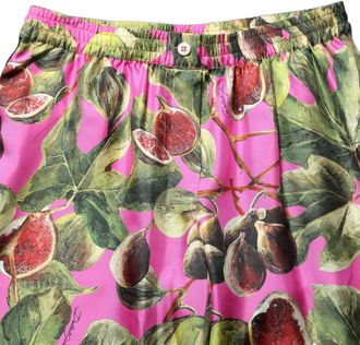 Dolce & Gabbana Womens Silk Fig And Leaf Print Trousers Pink
