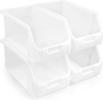 Sorbus Large Stackable Garage Storage Bins - Set Of 4