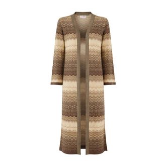 MC2 Saint Barth Lange Zigzag Gebreide Cardigan - Dames - Vesten - Beige - L - Truien & Vesten