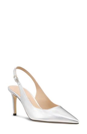 Stuart Weitzman Power Pointed Toe Slingback Pump in Silver at Nordstrom, Size 10.5