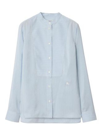 Burberry Zijden blouse met geborduurde strepen - Blauw