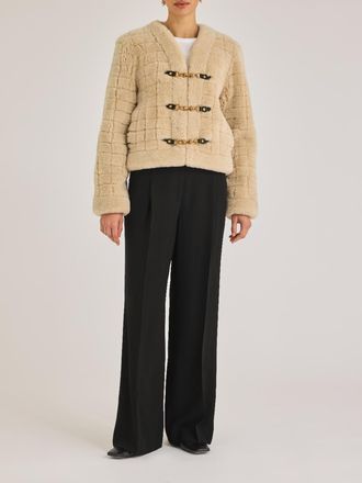 Rebecca Taylor Quilted Stitch Shearling Jacket