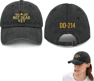 Generic Veterans Casual Hat, Not Dead Yet DD-214 Cap, with Dark Humor Embroidered Badge, Washed Distressed Baseball, Adjustable (A)