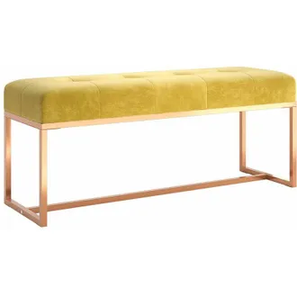vidaXL Vidaxl - Banco De Terciopelo Amarillo Mostaza 110x36x45 Cm