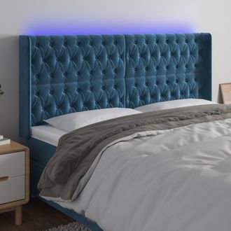 vidaXL Cabecero Con Led De Terciopelo Azul Oscuro 183x16x118/128 Cm Vidaxl