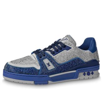 Louis Vuitton Trainer Sneakers Grey Blue Crystals 1AA6QZ