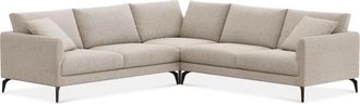 Castlery Lena L-Shaped Sectional Sofa Customized, Light Grey Performance Classic Twill, Matte Black Legs, Spill Resistant, Removable Covers for Sofas