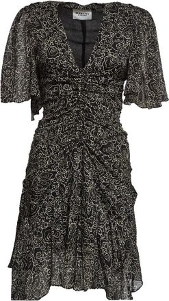 Isabel Marant Isabel Marant, Short Dresses, female, Black, Size: S Printed Muslin Short Dress