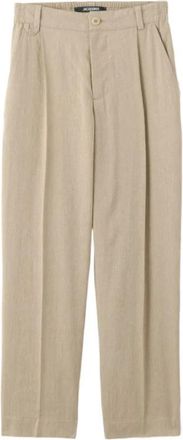 Jacquemus Croisi&egrave;re Geplooide Broek - Heren - Wijde Broeken - Beige - S - Leer - Broeken