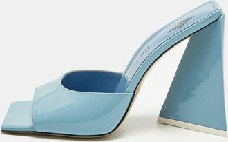 The Attico Blue Patent Devon Block Heel Slide Sandals