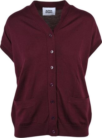 Alpha Studio V-hals gebreid - Dames - V-hals truien - Rood - L - Wol - Truien & Vesten
