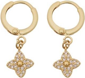 Panacea Crystal Clover Drop Huggie Hoop Earrings in Gold at Nordstrom Rack
