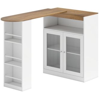 HOMCOM Mesa de bar 150x80x105.5 cm blanco