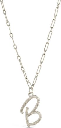 Sterling Forever Textured Initial Charm Pendant Necklace