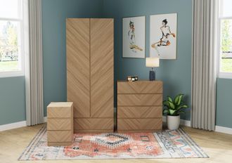 GFW Catania 3 Piece Bedroom Set in Light Oak