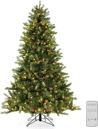 Costway 180cm &Aacute;rbol De Navidad Artificial, 470 Luces Led Blancas C&aacute;lidas, 3 Modos De Iluminaci&oacute;n, Brillo Ajustable, 74 Conos De Pino, 944 Puntas De Rama, &Aacute;rbo