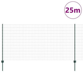 Berkfield Home Green Euro Fence with 11 U Posts Green 1, 2x25 m Steel