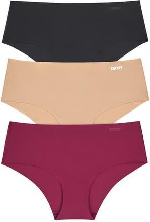DKNY Litewear Cut Anywear 3-Pack Hipster Panties in Black/Glow/Red Plum at Nordstrom Rack, Size X-Large
