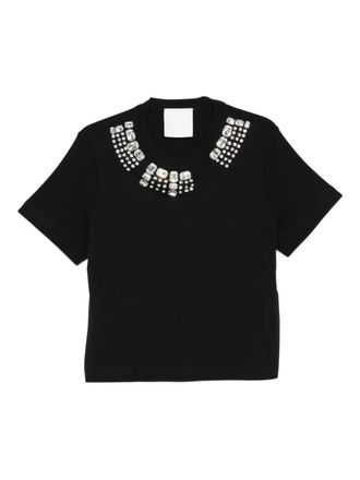 LouLou T-shirt verfraaid met juwelen - Zwart