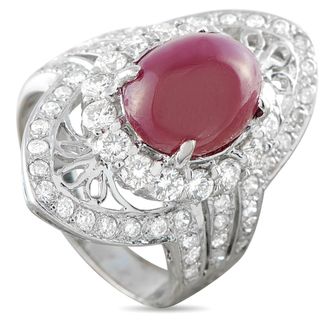 Luxury Bazaar 18K White Gold 1.10ct Diamond and Ruby Cocktail Ring MF21-062426