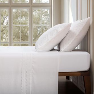 Casa da Laura S&aacute;banas 100% algod&oacute;n 200 hilos bordado blanco cama 135/140 2 almohad