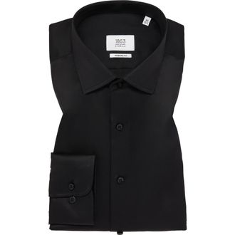 Eterna Luxury Modern Fit Non-Iron Dress Shirt in Black at Nordstrom Rack, Size 17.5 - L