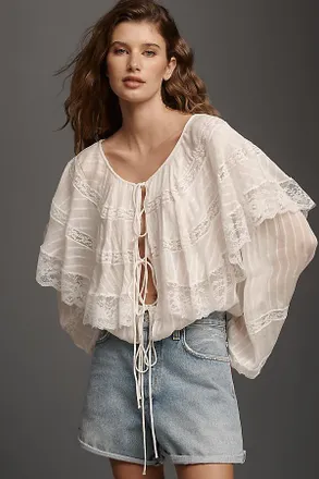 For Love & Lemons Horizon Front-Tie Blouse