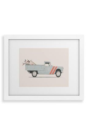 Deny Designs Surfboard Pick Up Van Framed Art Print in White Frame 11X14 at Nordstrom