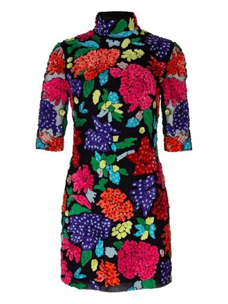 Naeem Khan beaded mock-neck dress - women - Fabric - 8 - Black