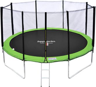 Happy Garden Cama El&aacute;stica De 430cm Reversible Verde/azul Melbourne + Red De Seguridad + Escalera + Lona + Kit De Anclaje