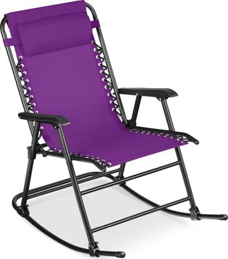 Best Choice Products Folding Outdoor Zero Gravity Rocking Lounge Chair w/ Headrest Pillow