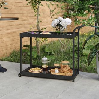 vidaXL Carrito De Bar Rat&aacute;n Sint&eacute;tico Negro 100x45x83 Cm Vidaxl