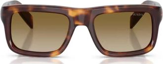 Prada Havana Acetate Rectangular Sunglasses