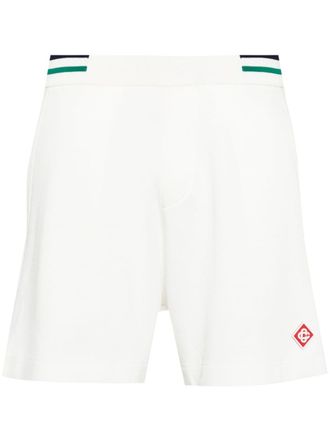 Casablanca logo-appliqu&eacute; jersey shorts - White