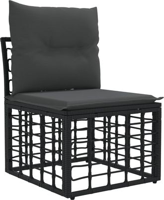 vidaXL Unidad De Sof&aacute; Modular Exterior Sin Brazo Negro Rat&aacute;n Sint&eacute;tico Vidaxl